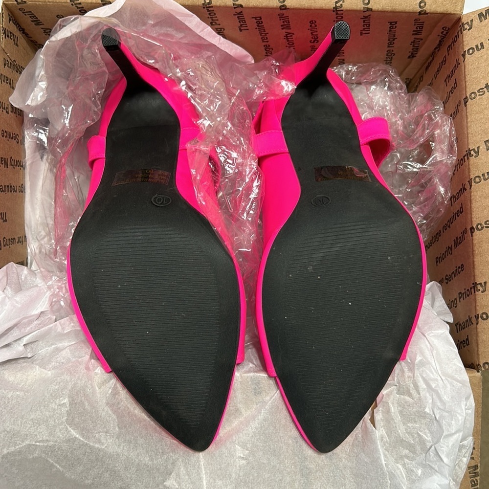 Neon pink pointy peep toe ankle bootie - Picture 7 of 7